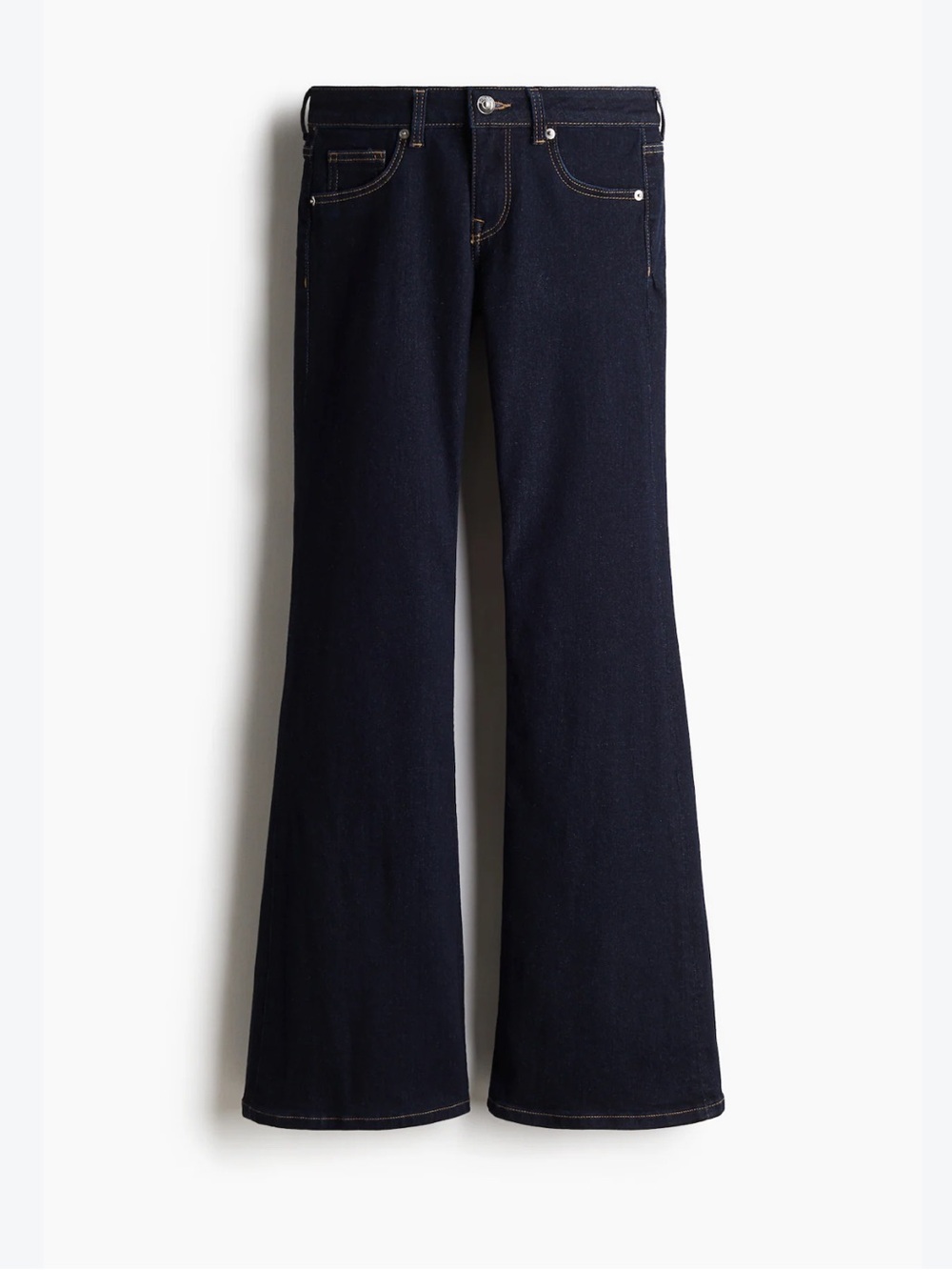 H&M Dark Denim Blue Low Rise Stretch Flared Leg Jeans - 6/S